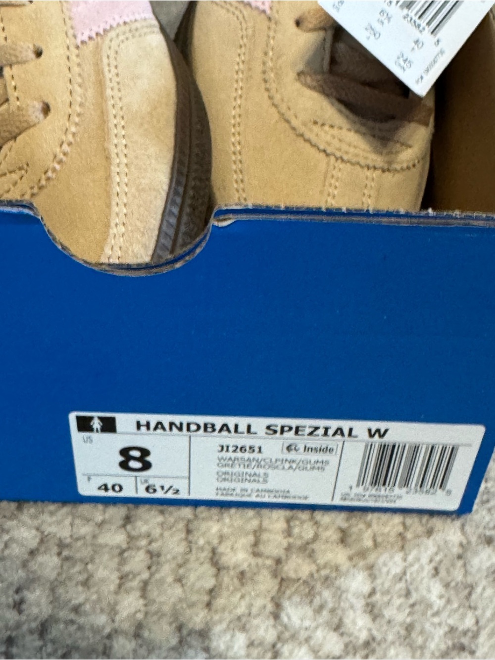 adidas Women's Spezial Suede Sneakers in Beige with Baby Pink Stripes - Picture 5 of 5
